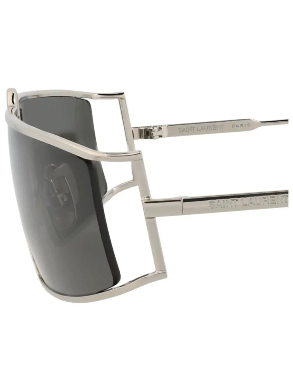 New Saint Laurent Women's Sunglasses Square Rectangle Metal Frame Silver Silver